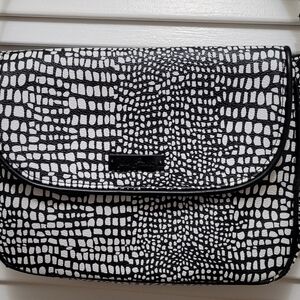 Black & White Croc-Pattern Crossbody Bag